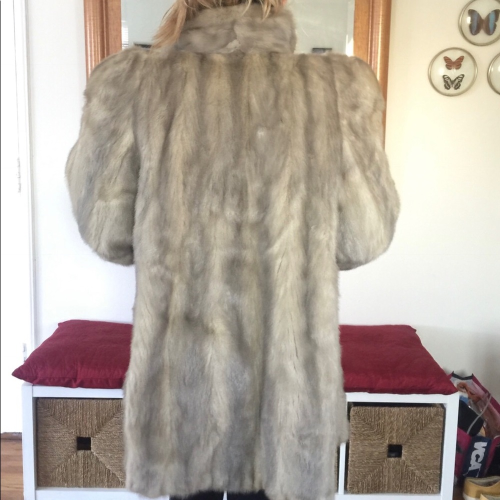 Real grey mink fur coat S/M/L